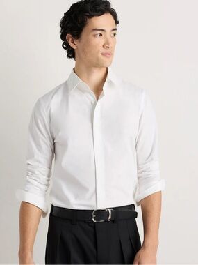 Quince Men’s Organic Stretch Poplin Dress Shirt White Size Large - Slim cut